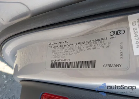 2019 Audi S5 3.0T Premium from USA, damaged, VIN WAUB4CF53KA003096